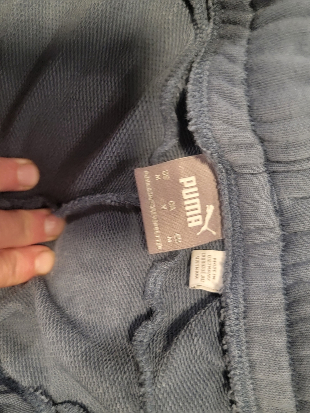 Puma Faded Denim Blue Terry Shorts with Logo Tag